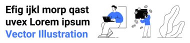 Dijital ödemeler, uzaktan çalışma, mali yönetim, yatırım, modern teknoloji, internet sektörü. Bir kişi dizüstü bilgisayar kullanıyor ve diğeri sanal para tutuyor. Dijital ödemeler ve uzaktan çalışma