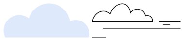 Bulut konsepti. İki zıt bulut farklı hava ve atmosferik kavramları tasarlar. Teknoloji için bulut, tahmin, doğa, iklim, dijital