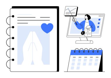 Çevrimiçi öğrenme. Sanal öğretim yöntemlerinde planlama araçları, takvimler ve dijital kaynaklar vardır. Çevrimiçi öğrenme üretkenliği ve kişisel eğitimi teşvik ediyor. Eğitim ve verimlilik için.