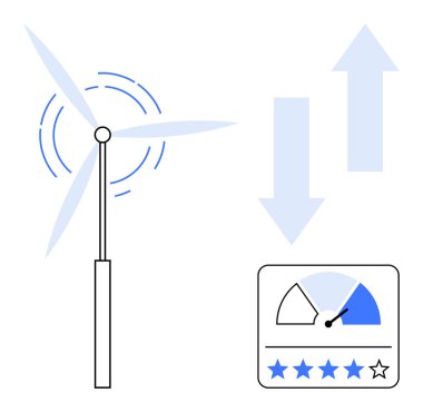 Yenilenebilir enerji. Rüzgar türbini sürdürülebilir güç çözümleri. Yenilenebilir enerji görselleştirici verimlilik ve çevresel etki. Yeşil teknoloji, enerji verimliliği, güç yeniliği, çevre için