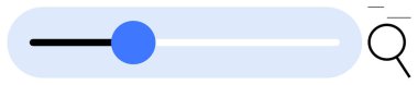 Ayarlanabilir giriş için mavi sürgülü ve başlangıç için büyüteç içeren arama çubuğu. Özelleştirme, arama, teknoloji, kullanıcı ayarları, arayüz, kontrol ve karar için ideal. Basit düz