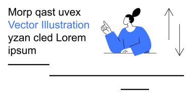 Eğitim, iletişim, öğrenme, profesyonel tavsiye, dijital medya, bilgi paylaşımı. Minimalist kompozisyon ve soyut oklar gösteren bir kadın. Eğitim ve iletişim kavramı