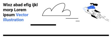 Yenilik, yaratıcılık, başarı, gelecekteki çözümler, başarı, iş büyümesi. Arka planda bulut olan bir kadın roketin üstünde uçuyor. Yenilik ve yaratıcılık kavramı