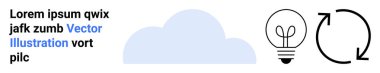 Yaratıcı düşünce, çevresel sürdürülebilirlik, enerji yeniliği, beyin fırtınası, teknoloji, bulut depolama. Ampul ve dairesel okların yanında bir bulut. Yaratıcı düşünce ve çevre