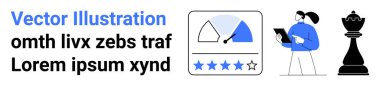 İş performansı, stratejik planlama, kullanıcı incelemesi, analiz, rekabet, veri görselleştirme. Metre ölçer, satranç taşı olan insan dahil en küçük simgeler. İş performansı