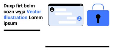 Çevrimiçi gizlilik, veri güvenliği, siber güvenlik, mesajlaşma uygulamaları, iletişim araçları, güvenli platformlar. Sohbet penceresi ve mavi kilit simgesi. Çevrimiçi gizlilik ve veri güvenliği kavramı