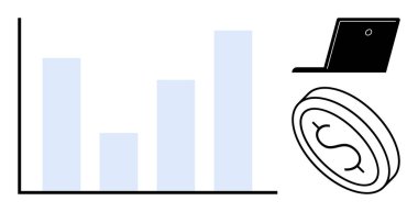 İş analizleri, finansal izleme, dijital büyüme, ekonomik trendler, zenginlik yönetimi, veri görselleştirme. Bar tablosu, dolar parası ve dizüstü bilgisayar finansal takip ve dijital büyüme kavramları
