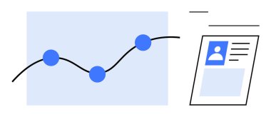 Veri analiz konsepti. Veri görselleştirme grafik trendleri yanında bir kullanıcı profili kartı. İş zekası, teknoloji, kullanıcı yönetimi ve dijital pazarlama için veri analizi
