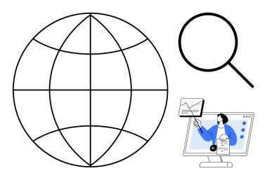 Küresel iletişim kavramı. Küresel iletişim, çevrimiçi bağlantı ve internet araması için dijital araçlar. Küresel iletişim etkili etkileşim ve işbirliği sağlar. Mükemmel.