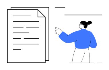 İş iletişimi, belge organizasyonu, takım işbirliği, işyeri verimliliği, sunum, modern veri paylaşımı. Bir yığın belgeyi işaret eden kişi. İş iletişimi