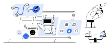 Yapay zeka. Otomasyon için sohbet robotları, robotlar ve algoritmalar kullanan yapay zeka. Müşteri hizmetleri, verimlilik ve veri analizlerindeki yapay zeka uygulamaları
