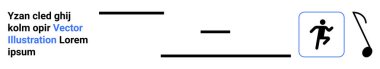 Fitness, hareket, ses, yaratıcılık, dijital tasarım, kavramsal sanat. Çalıştırıcı simgesi, müzik notası ve metin içeren soyut bir düzen. Fitness ve hareket konsepti dinamik görüntüleme ile ifade edilir