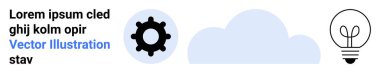 Teknoloji, bulut hesaplama, yaratıcı yenilik, beyin fırtınası, veri depolama ve bağlantı. Minimalist bir arkaplanda düzenlenmiş vites, bulut ve ampul simgeleri. Bulut hesaplama ve yaratıcı