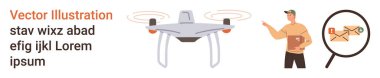 Quadcopter teknolojisi, lojistik hizmetleri, paket teslimatı, uzak operasyonlar, posta analizi, kurye hizmetleri. İyon bir Quadcopter, kurye ve büyütülmüş zarf içeriyor. Lojistiğe odaklan