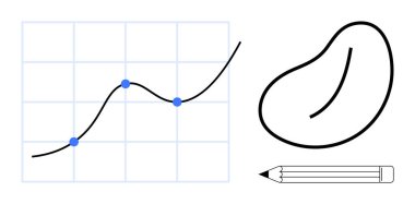 Veri görselleştirme, eğitim araçları, iş analizleri, tasarım kavramları, çizim teknikleri, planlama süreçleri. Noktalı bir çizgi, serbest bir şekil ve bir kalem. Veri görselleştirme