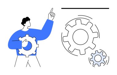 Üretkenlik, iş akışı optimizasyonu, takım çalışması, mekanik işlemler, yenilik, sistem yönetimi. Vitesi tutan ve yukarıya bakan biri. Çalışma akışı optimizasyonu ve takım çalışması