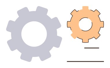 Farklı renkte iki vites koordinasyon, takım çalışması ve senkronize fonksiyonları gösteriyor. Takım çalışması, mühendislik, işlemler, strateji, problem çözme, mekanik basit düz metafor için ideal