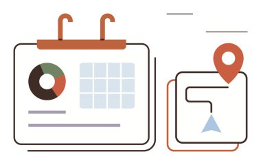 Renkli çizelge, ızgara ve rotalı navigasyon haritalı bir takvim. Zamanlama, planlama, strateji, veri görselleştirme, seyrüsefer zamanı yönetim iş analizi için idealdir. Basit düz