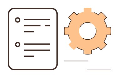 Bir dişlinin yanındaki metin, iş akışı yönetimi, otomasyon ve işlem verimliliğini sembolize ediyor. Takım çalışması, üretkenlik, işbirliği, strateji, işlem optimizasyonu için ideal basit