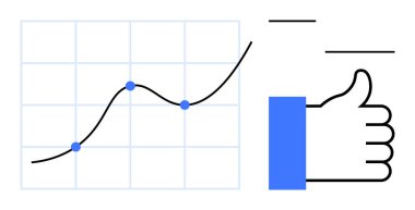 Business growth concept. Line chart showing upward trend alongside a thumbs-up icon. Business growth, analytics, feedback, and strategy visuals. Perfect for financial studies, performance metrics