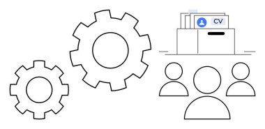 İşe alım süreci. İK yönetimini vites akışı ve işe alım için CV diziniyle vurgulayan işe alım sistemi. İşe alım, yeni işe alım ve insan kaynakları görevlerini destekler. İş gücü planlaması için