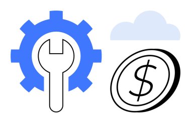 İş altyapısı, finansal bakım, bulut hesaplama, ekonomik optimizasyon, bilişim hizmetleri, dijital işlemler. Vites ve anahtar, dolar madeni para bulutu. Mali bakım ve bulut hesaplama