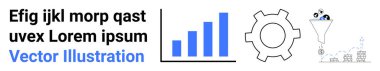 Bar graph, gear, and funnel depicting data processing, efficiency, and conversions. Ideal for technology, business strategy, data visualization, workflow marketing analytics simple landing page