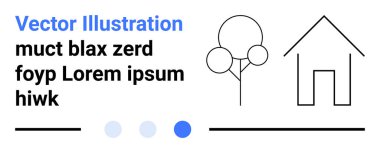 Simple geometric house and tree outline paired with modern typography. Ideal for design, branding, architecture, simplicity, minimalism, real estate, nature. Perfect for a simple landing page