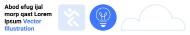 Innovation, brainstorming, cloud computing, motivation, fitness, technology. Three minimalist icons running person, lightbulb and cloud. Brainstorming and cloud computing concept