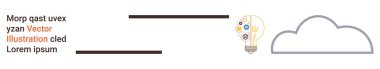 Yenilik, beyin fırtınası, bulut hesaplama, yaratıcı düşünce, teknoloji, bilgi paylaşımı. Dijital simgeli bir ampul ve bir bulut sembolü. Yenilik ve beyin fırtınası konsepti