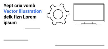 Teknoloji, web geliştirme, kullanıcı arayüzü, eğitim materyalleri, iş sunumları, dijital araçlar. Yer tutucu metnin yanında vites biçimi ve bilgisayar ekranı. Teknoloji ve web geliştirme