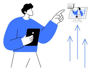 Dijital iş büyümesi. İş büyümesini ve sanal iletişimi sağlayan dijital araçlar. Dijital trendler iş verimliliğini ve sanal işbirliğini artırıyor. İş için, teknoloji.