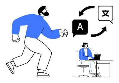 Dil çevirisi. Teknoloji ve küresel iletişim içeren dil çevirisi. Yazılım, dil bilimi, eğitim, küreselleşme ve uzak çalışma için dil çevirisi