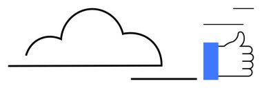 Bulut hesaplama konsepti. Bulut ve başparmak kaldırma simgesi çevrimiçi veri depolama, kullanıcı onayı ve dijital işbirliği. Teknoloji, sosyal medya, iş, ağ, yenilik için bulut hesaplaması