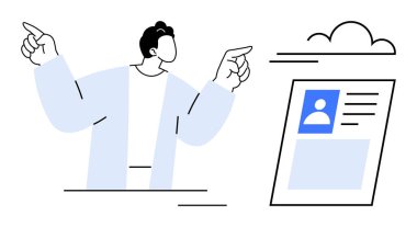 Dijital profil çizimi. Dijital profil kimlik yönetimi, bulut erişilebilirliği ve güvenli veri paylaşımını vurgular. Dijital profiller kişisel verileri ve çevrimiçi hesapları düzene sokar. İdeal