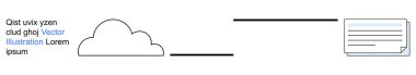 Cloud storage, data sharing, file transfer, online documentation, backup, teamwork. A cloud connected to a document by a line. Cloud storage and data sharing concept