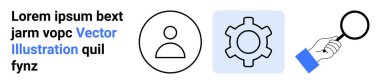 User avatar, gear for customization, magnifying glass for search. Ideal for user management, search, customization, settings, team profiles, UXUI design simple landing page