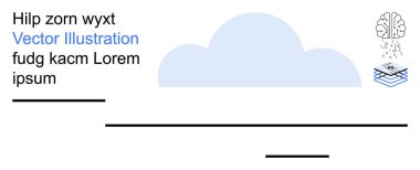 Bulut depolama, yapay zeka, veri analizi, yenilik, teknoloji entegrasyonu, dijital ağlar. Beyin ve katmanlı ağ ile soyut bulut. Bulut depolama ve yapay zeka teknolojisi kavramı