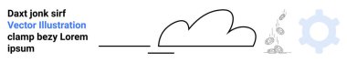Cloud computing, technology integration, data storage, innovation, digital transformation, abstract visuals. Abstract cloud, cogwheel and outlines. Cloud computing and technology integration