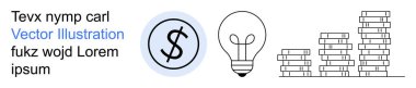 Finance, education, creative thinking, innovation, wealth building, market trends. Circular dollar sign, light bulb and stacked books. Finance and innovation conceptual