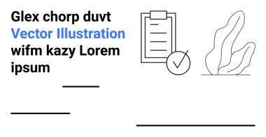 Belge yönetimi, üretkenlik araçları, iş yerleri, ofis organizasyonu, planlama, içerik oluşturma. Üzerinde kontrol işareti ve soyut bitki elementi olan bir pano. Belge yönetimi ve verimliliği