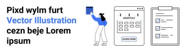 Finansal planlama, abonelik takibi, görev yönetimi, organizasyon, verimlilik, dijital hizmetler. Bir kontrol listesi, takvim ve abone tuşu ile etkileşimde olan kişi. Üyelik izleme