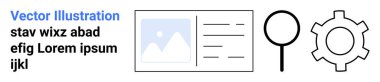 Metin satırlarının, büyüteç ve kişiselleştirmeyi, arama işlevselliğini, web sitesi tasarımını tasvir eden vites simgesinin yanına resim tutucu. Analiz, veri, ayar, kullanıcı arayüzü UX tasarımı için ideal