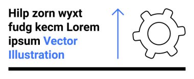 Teknoloji, ilerleme, mekanik, süreç optimizasyonu, yenilik, otomasyon. Yukarı doğru ok ve yer tutucu metin ile eşleştirilmiş bir vites sembolü. Teknoloji ve ilerleme kavramı