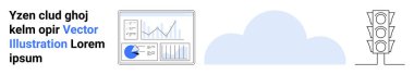 Analytics dashboard with chart and graph, cloud graphic, and traffic light. Ideal for data visualization, cloud services, smart cities, IoT, productivity tools, analytics simple landing page