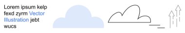 Business growth, creativity, cloud computing, upward mobility, simplicity, innovation. A cloud shape and arrows pointing upwards. Business growth and cloud computing concepts