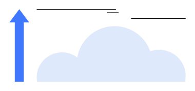 Bir ışık bulutunun yanında yukarı doğru yükselen mavi ok, minimum çizgiler bağlantıyı, hızı gösterir. Teknoloji, büyüme, bulut depolama, geliştirme, yenilik ağı geliştirme için idealdir. Basit düz metafor
