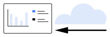 Data transfer concept. Data transfer between a cloud and a user dashboard for analytics. Data transfer enables analysis, storage, and sharing. For tech platforms, cloud computing, and data management