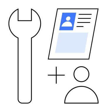 Kullanıcı profili yönetimi. Araçlar ve simgeler kullanıcı ayarları, özelleştirme ve kimlik kontrolü. Kullanıcı profili yönetimi kişiselleştirmeyi ve hesap ayarlarını geliştiriyor. Uygulamalar, UX, tasarım araçları, teknoloji için