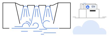 Hidroelektrik üretimi. Enerji üretimi ve sürdürülebilirliği için suyu kullanarak hidroelektrik verimliliği. Hidroelektrik, çevre dostu enerjiyi gelecekteki buluşlara bağlar. Enerji, çevre, özgeçmiş
